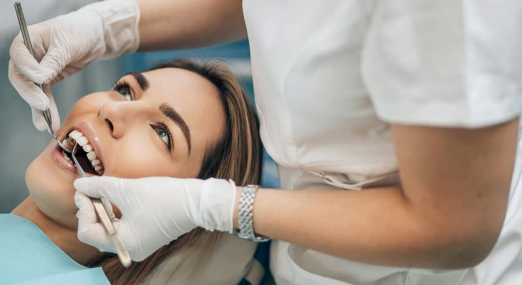 Woman getting a dental checkup